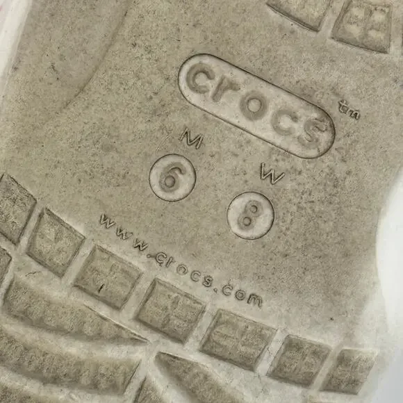 Crocs Unisex Slide Sandals Size M6 W8 White Multicolor Comfort Open Toe Poolcore - Picture 6 of 9